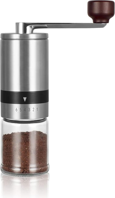 Moulin À Café Manuel,avec Grossièreté Réglable Externe À 6 Niveaux,fraise Conique En Céramique,moulin Portable Pour Les Voyages À Domicile