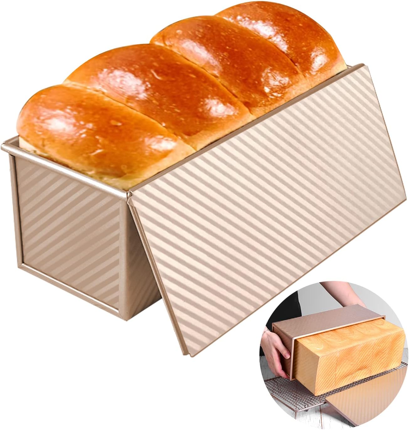 Moule À Pain Monobloc Avec Couvercle - Moule À Pain Antiadhésif Pour Toasts - Moule À Gâteau Avec Couvercle - Idéal Pour La Cuisson Du Pain Maison Au Four - Moule À Pain De Mie - Moule À Toasts Grande