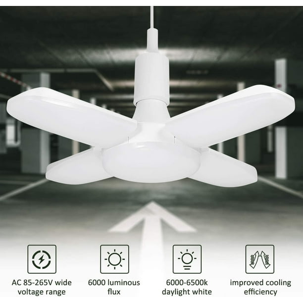 Led Éclairage De Garage - Lampe D'Atelier Déformable Intérieur 60w Pour Lampe De Garage, Déformable À 4 Panneaux Ajustables