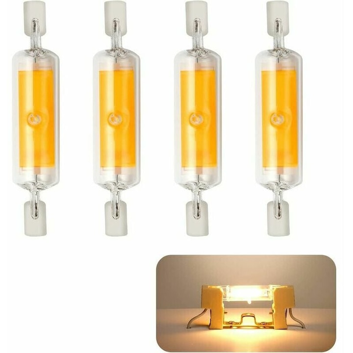 Set 4 Becuri Led R7s 78mm Dimabile 10w 3000k, 800lm, 360°