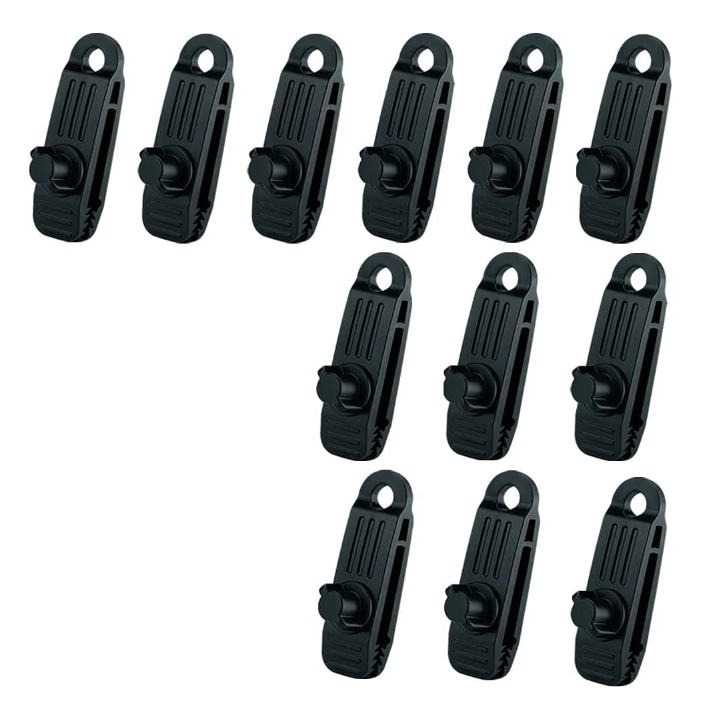 Groofoo Clip De Tente, 12 Pcs Clips De Bâche Tente, Pince Pour Bache De Verrouillage, Noir Pinces Robuste Attache Bâche Pour Tentes, Camping En Plein Air, Auvents, Housses De Bateau,bannières