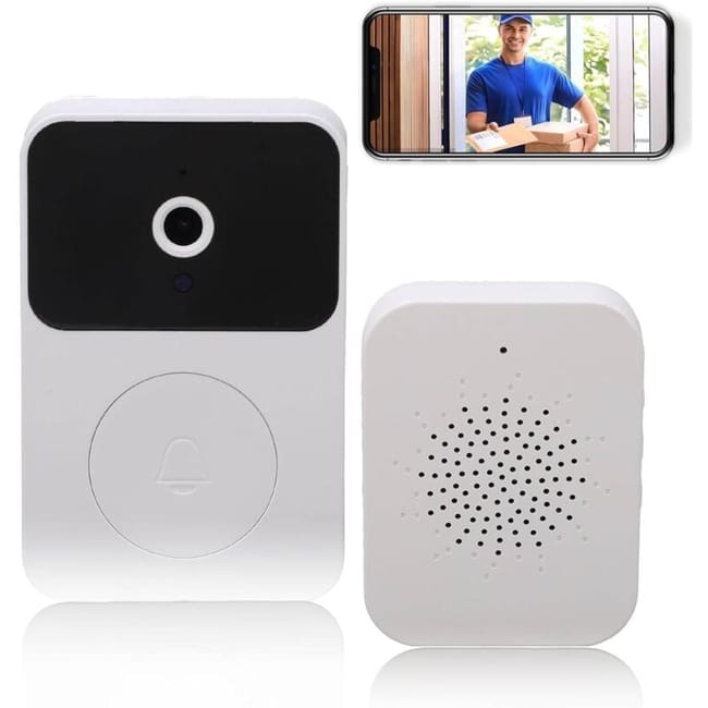 Sonnette Sans Fil Avec Camera, Sonnette Sans Fil Exterieur, Support Des Appels Vidéo, Talk - Talk Variable, Capture D'Image, Vision Nocturne（blanc） (sku Produit : 95197581 Sku Offre : Lehuamwj1252)