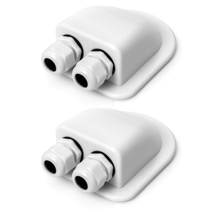 Set 2 Accesorii Trecere Cablu Solar, Impermeabil Ip68, Cutie Intrare Cablu Solar, Alb, 6x12mm