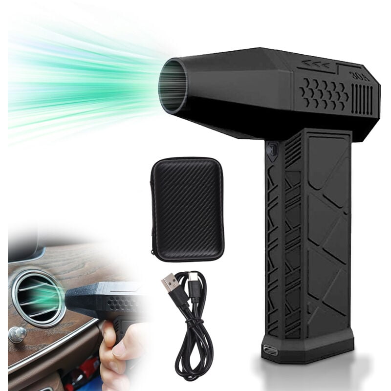 Dépoussiéreur Électrique À Air Comprimé 130 000 Tr/min, Ventilateur Turbo À Vitesse Réglable, Batterie Rechargeable Intégrée 2 X 1 300 Mah, Souffleur À Jet Sec Portable Sans Fil Avec Buse D'Aspiratio