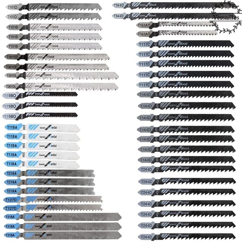 Choyclit 48pcs Lames De Scie Sauteuse À Tige En T , Fabriquées En Hcs/hss, Avec Étui De Rangement Pour La Coupe Du Bois, Du Plastique Et Du Métal