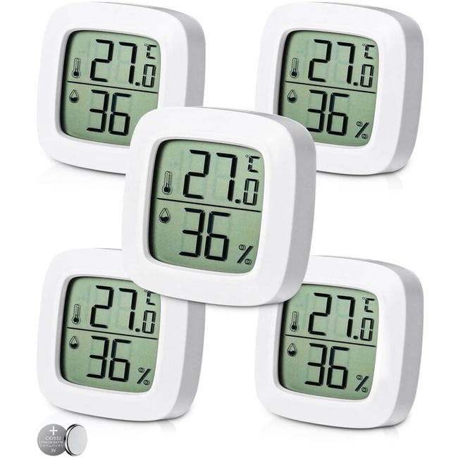 Thermomètre Hygromètre D'Ambiance Numérique 5 Pièces, Indicateur De Niveau De Confort, Petit Et De Haute Précision (sku Produit : 96442506 Sku Offre : Mkh25.6.13-12)