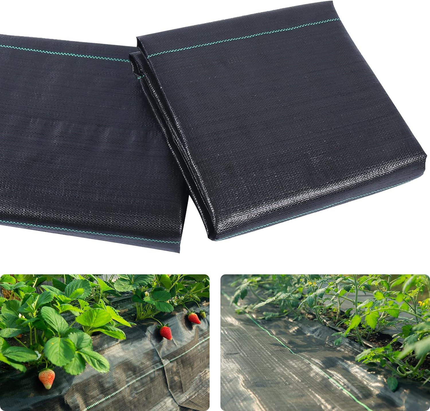 Rhafayre 2m X 3m Toiles De Paillage, Toile Anti Mauvaises Herbes Jardin, Bache Noire Agricole, Barrière Anti Racine, Contre Les Mauvaises Herbes, Tissu Perméable À L'Eau