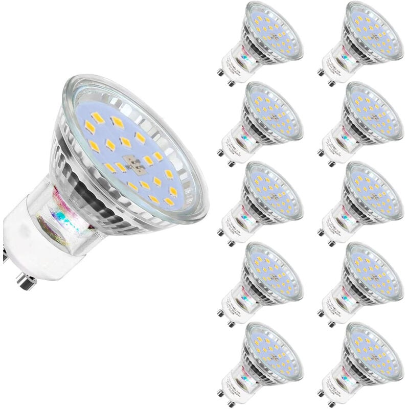 Packung Mit 10 Gu10 5w Leds, Entspricht 60w Halogen, 560 Lumen, Kaltweiß 6000k, Nicht Dimmbar