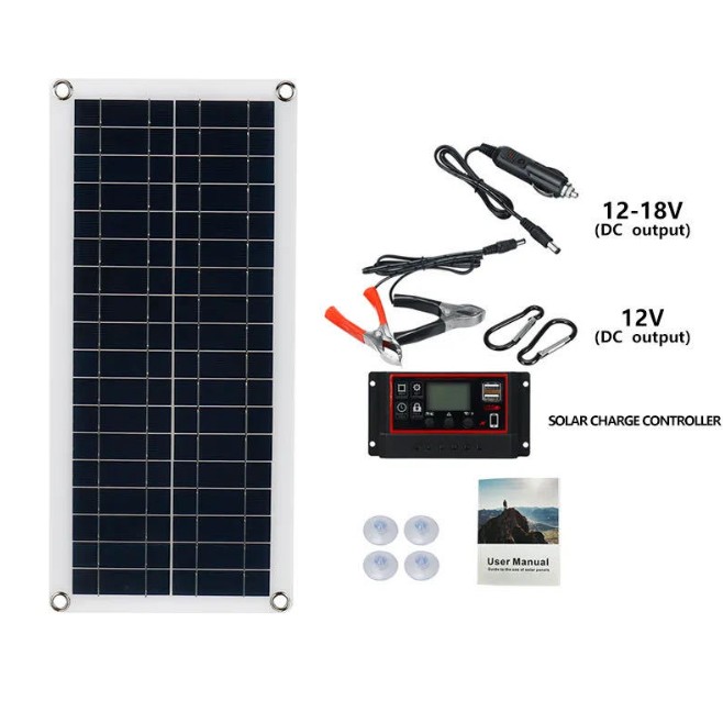 Qttvbtna 30w Tragbares Solarpanel, Schwarz, 43x20cm, Mit Integriertem Laderegler