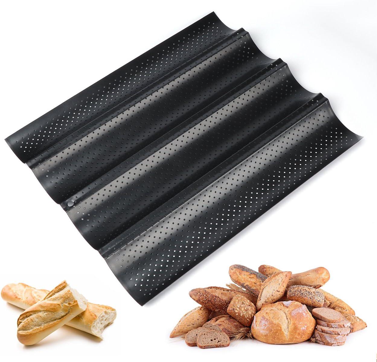 Schwarze, Perforierte Brotbackform Mit 4 Mulden, Wendbare Antihaft-backform Für Kekse, Gebäck Und Feingebäck