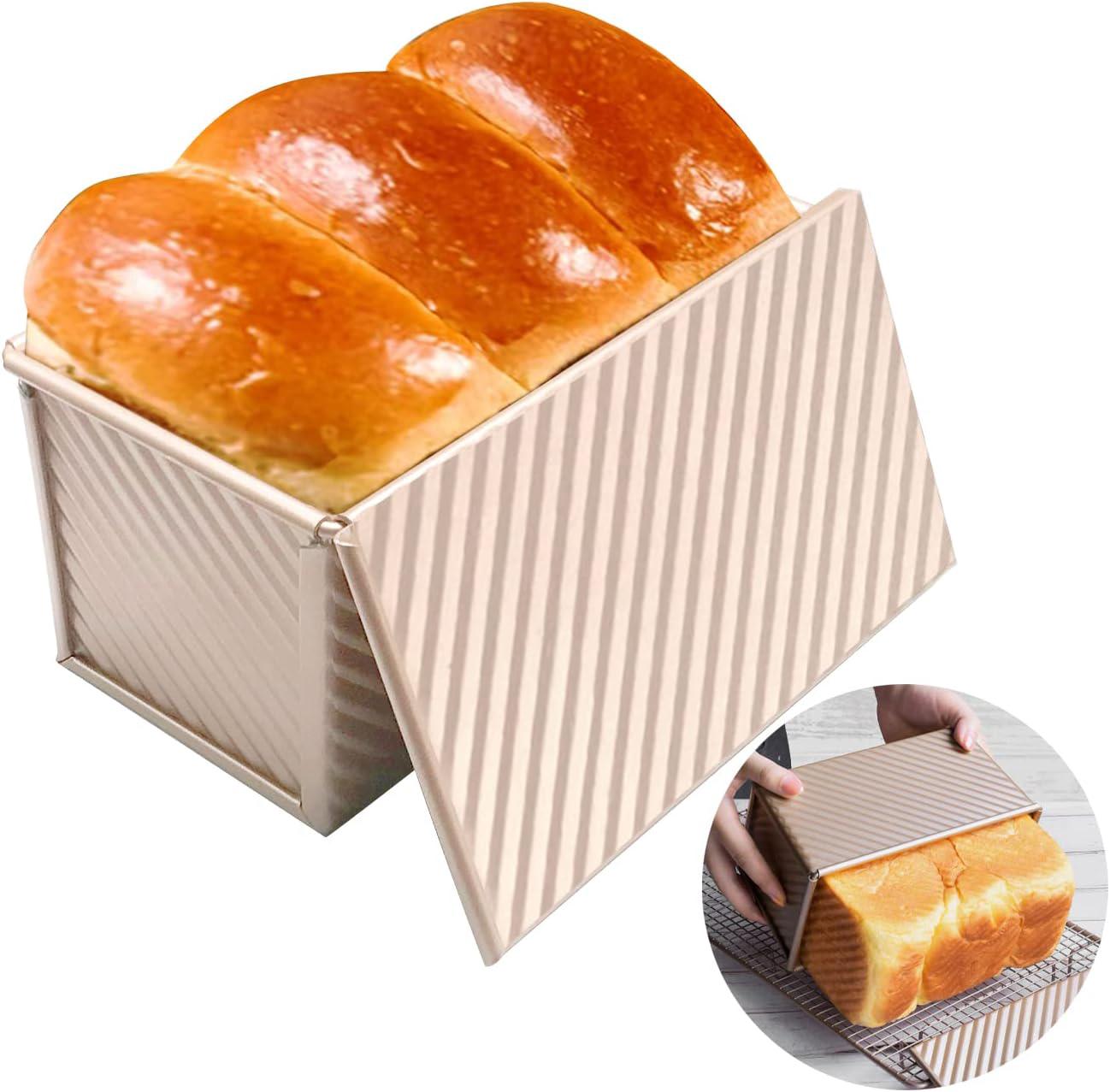 Brotbackform Mit Deckel, Rechteckige Form Zum Backen Von Toast Und Sandwiches, Antihaftbeschichtete, Geriffelte Form Für Kuchen Und Sandwichbrot