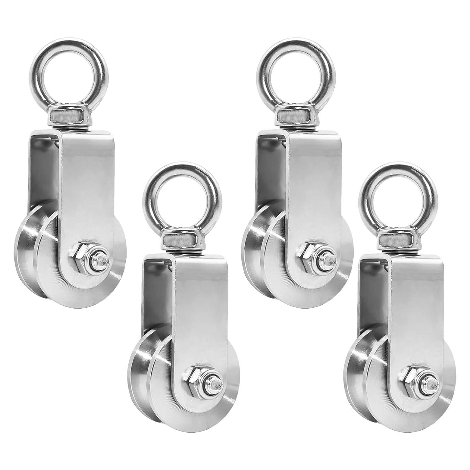34-mm-heberolle Mit Kugellager, Max. Belastung 250 Kg, Edelstahlrolle Für Seil, 4er-set Fitness