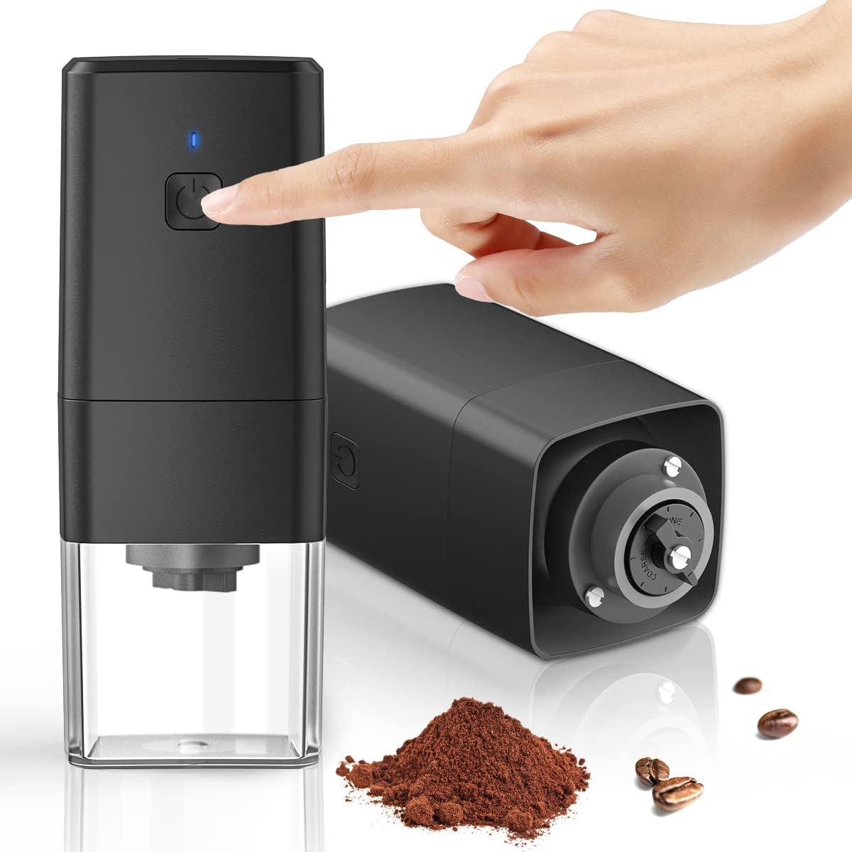Tragbare Elektrische Kaffeemühle (schwarz), 1300mah Usb-wiederaufladbare Bohnenmühle, Mehrere Mahlgradeinstellungen, Konisches Mahlwerk, Ideal Für Reisen, Camping Und Den Einmaligen Gebrauch.
