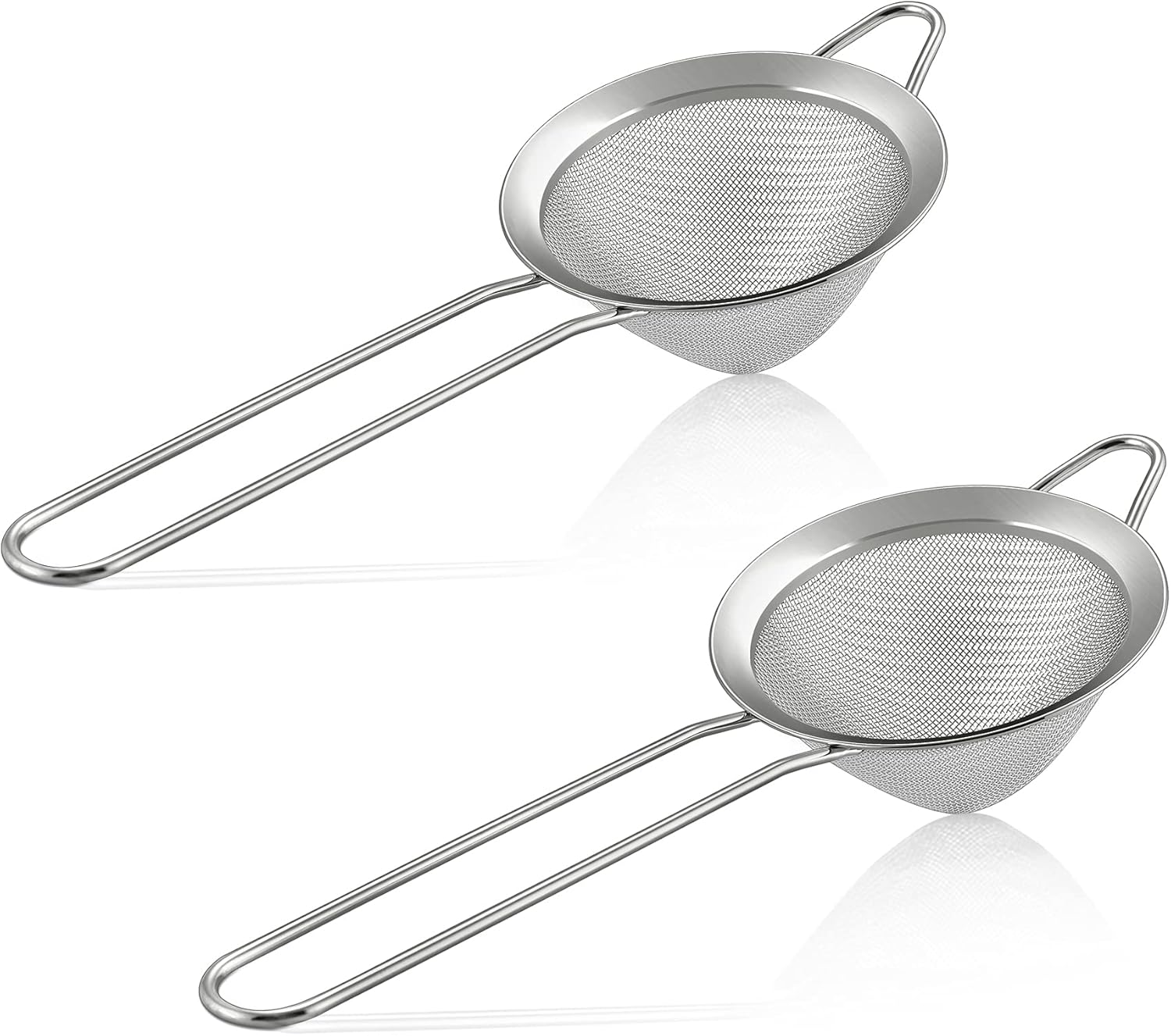 Zweiteiliges Edelstahl-feinsieb, 8,4 Cm, Konisch-spitz Zulaufend Mit Langem Griff, Filter Für Tee, Cocktails, Kaffee Und Speisen, Rostfrei, Leicht Zu Reinigen, Silberfarben