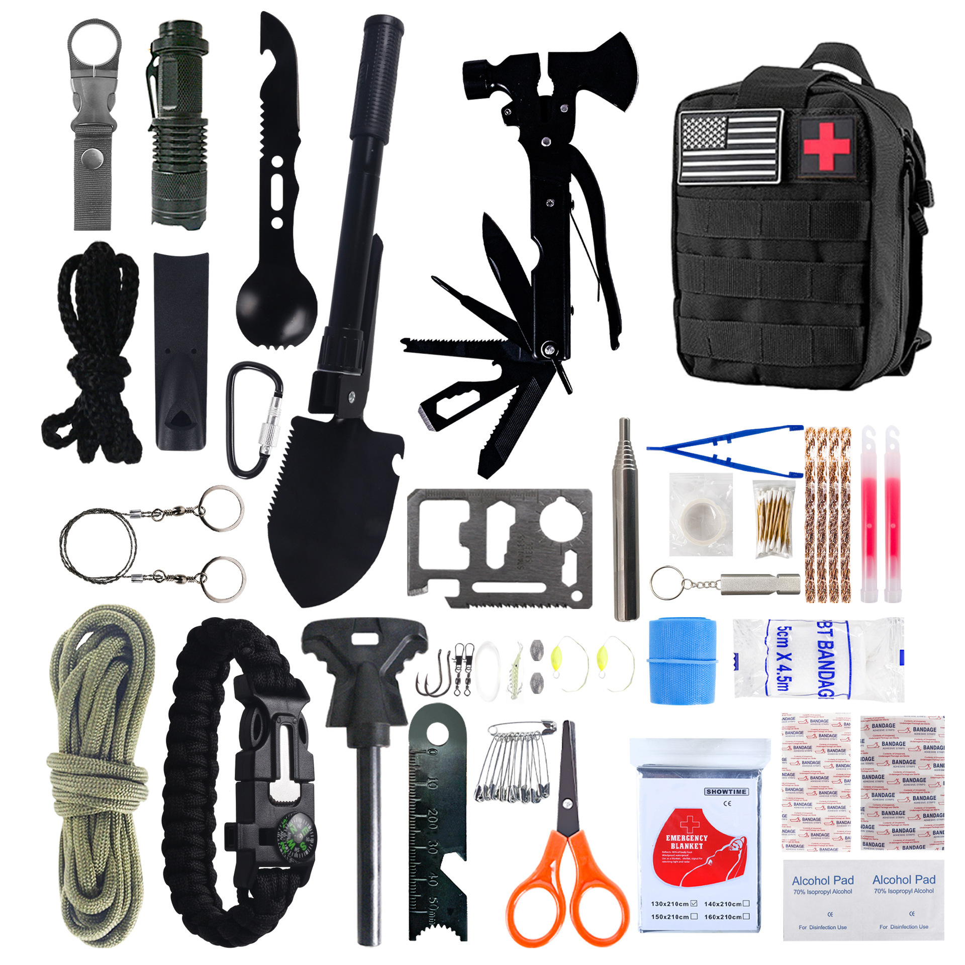 Notfall-erste-hilfe-set, Taktisches Multitool, Außentasche Mit Trauma-ausrüstung Für Wandern, Camping Und Jagen, Schwarz