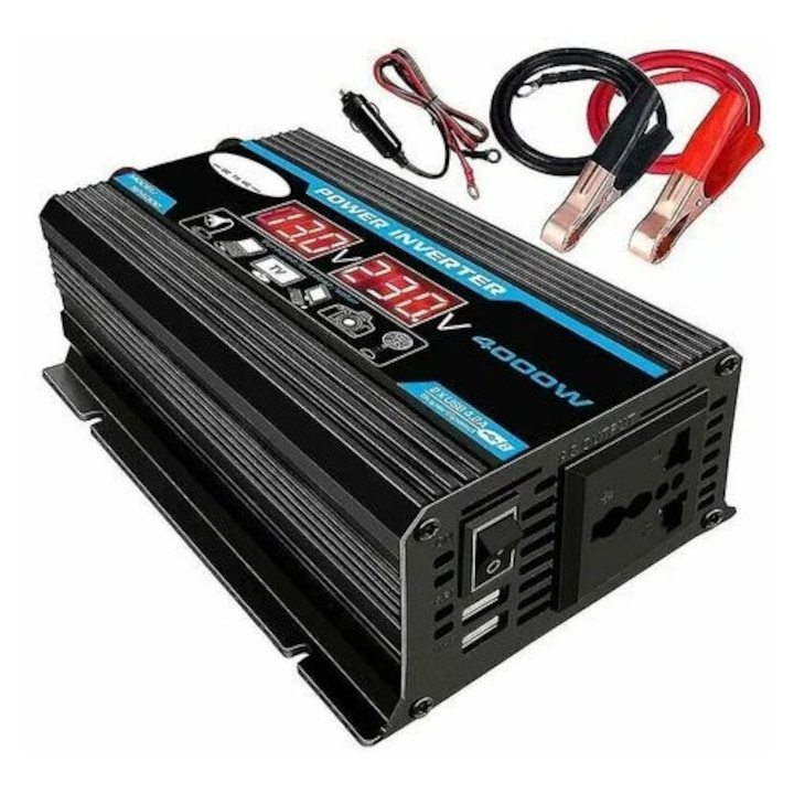 Wechselrichter (12 V Auf 220 V), 2000 W, Zwei Ac-steckdosen, Usb-anschluss, Led-anzeige