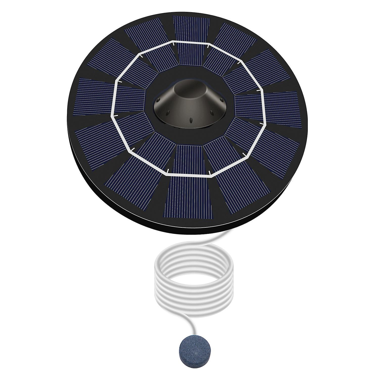 Solarbetriebene Teichluftpumpe Mit Schlauch Und Porösem Stein, Teichbelüfter 19x19x6 Cm