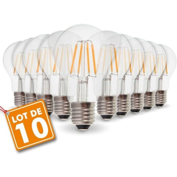 Packung Mit 10 E27 6w Led-filamentlampen (entspricht 54w), Warmweiß 2700k
