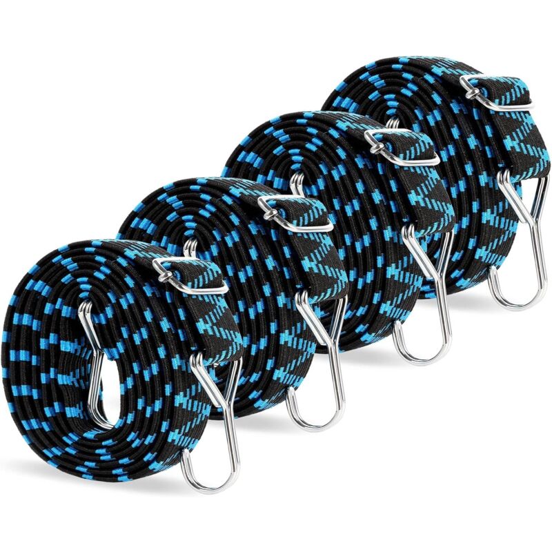Flache Elastische Gurte Mit 2m-haken, Verstellbaren Metallhakenspannern, Dehnbaren Gepäckgurten, Breiten Umzugsgurten Für Fahrräder, Motorräder, Autos, Planen, Campingausrüstung Und Anhänger