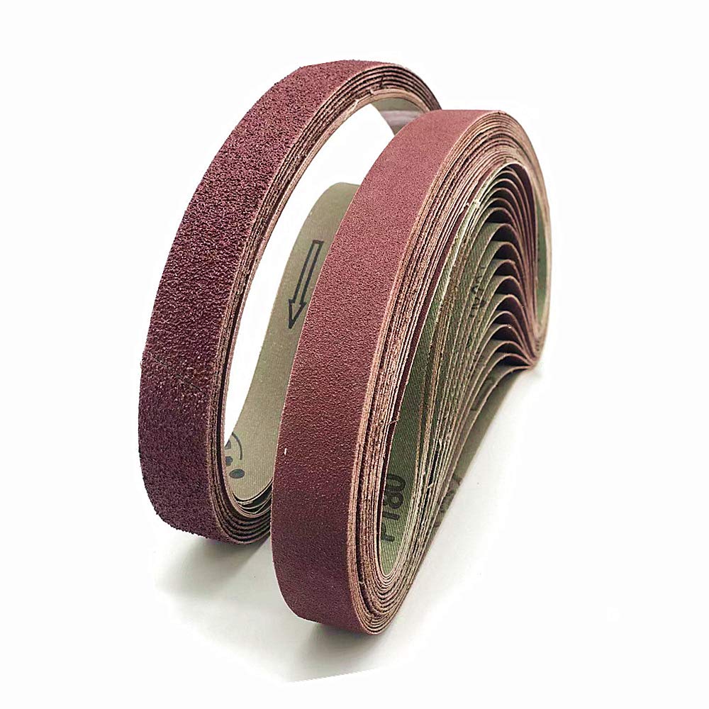 Schleifband 25x762 Mm, Packung Mit 30 Stück, 5 Gemischte Körnungen (p40/80/120/180/320), Schleifmittel Für Bandschleifer, Ideal Für Metall Und Holz, Zum Polieren.