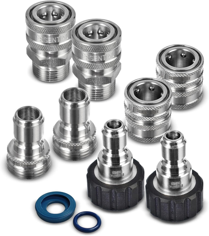 Schnellkupplung Für Hochdruckreiniger, Edelstahl 2024, M22 14 Mm Auf 3/8 Zoll Adapter, 3/4 Auf 1/2 Zoll Schnellanschluss