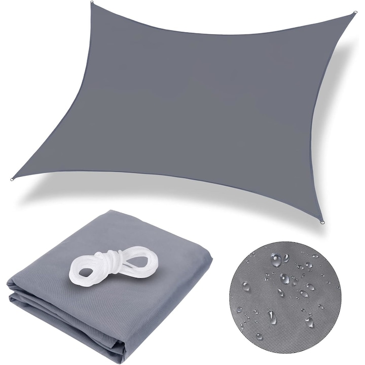 Dreptunghiulara Pane Of Jormfte Shade, Uv Resistant If Fold, 3x3m, Gray Base, Durable Solar Protection.