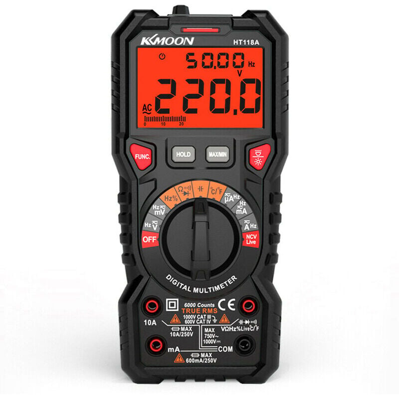 Automatisches Digitales Multimeter Mit 6000 Messpunkten (true Rms), Stromzangen-amperemeter, Professionelles Elektrisches Prüfgerät, Misst Wechsel-/gleichspannung/-strom, Widerstand, Frequenz, Kapazit
