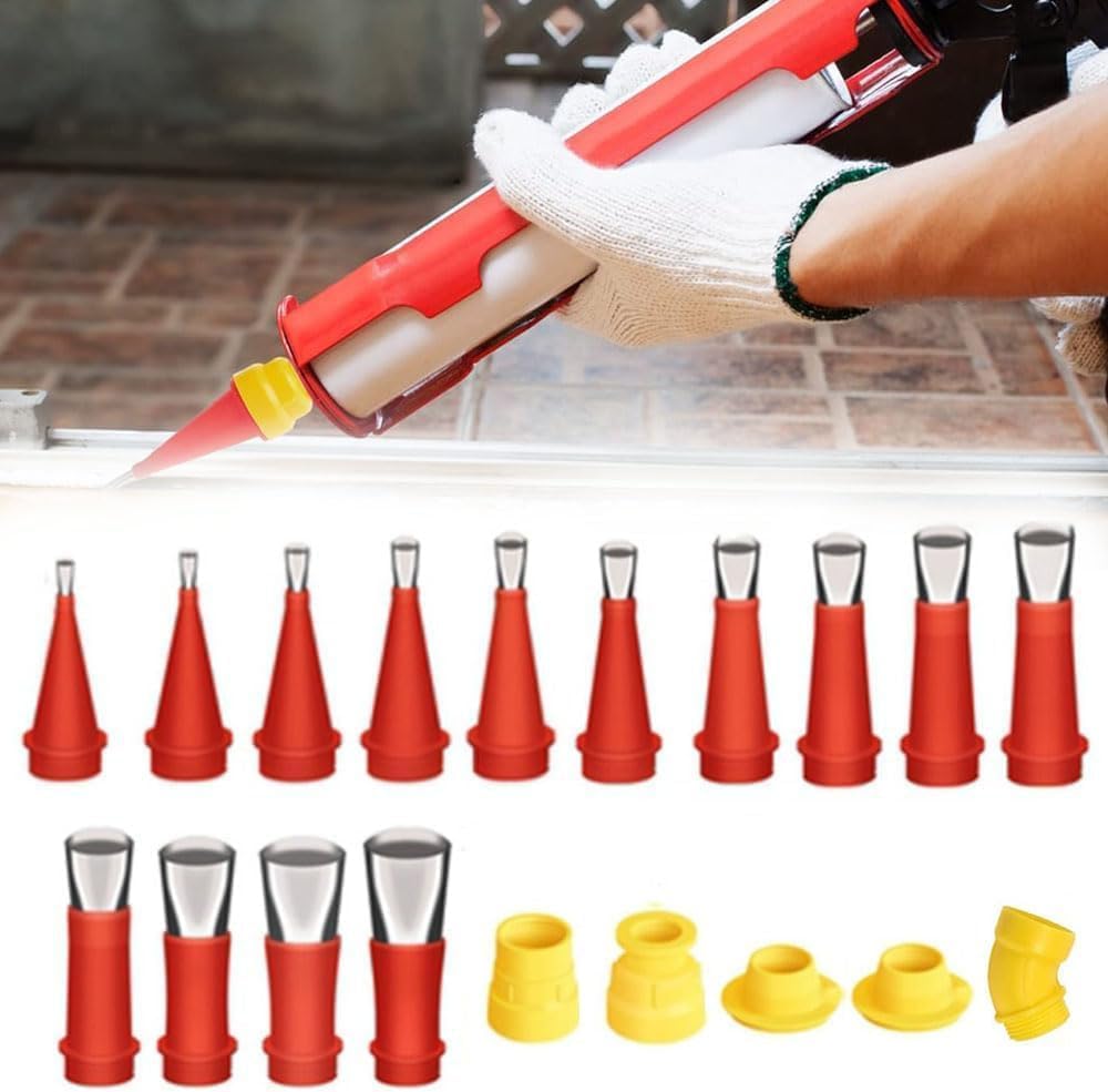 22-teiliges Universal-dichtungsset Mit Gummidüsen, Integriertem Finish-applikator, Edelstahl-glättwerkzeug Und Beschichtungsdüsen Für Den Heimgebrauch