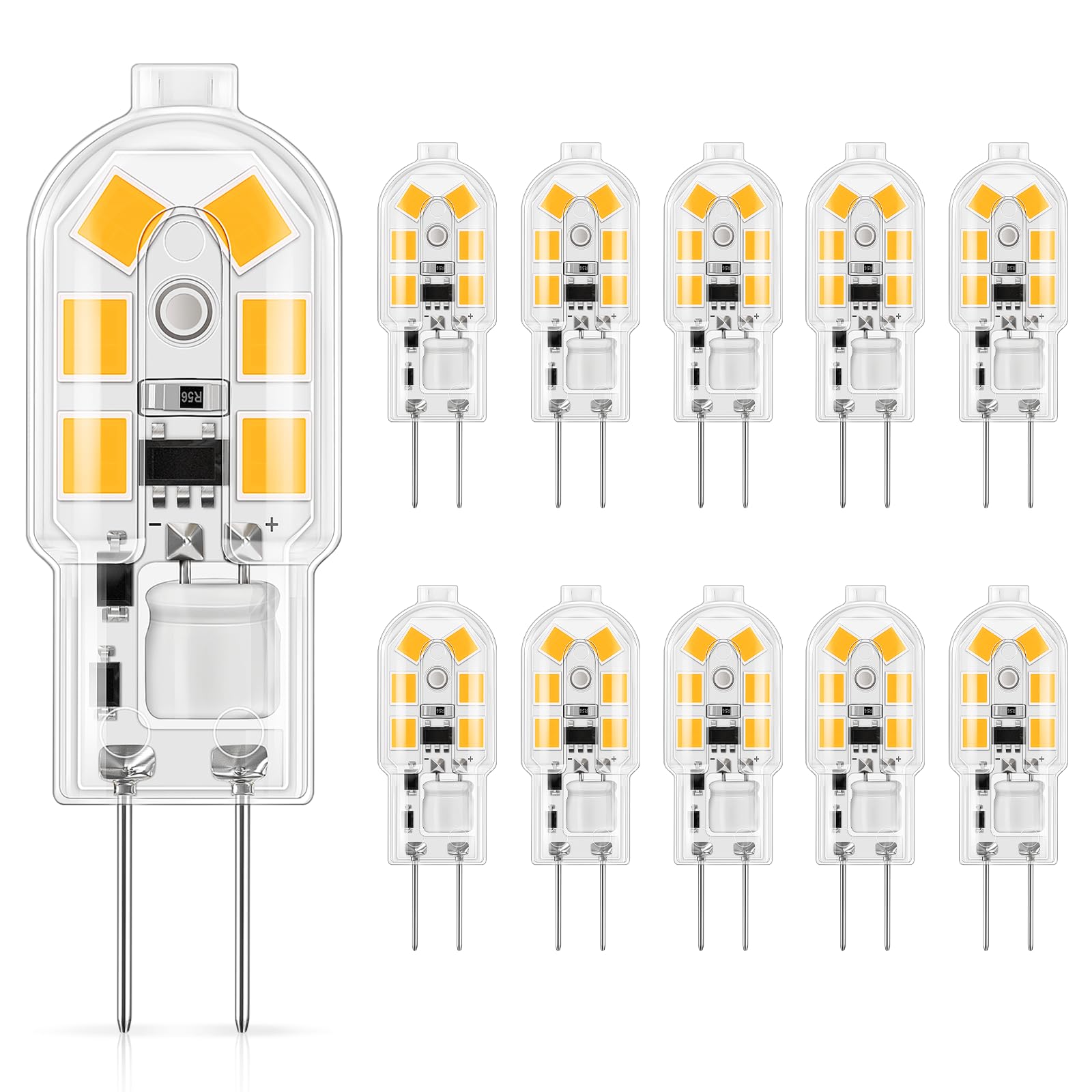 G4 12v 2w Led-lampe (entspricht 15-20w Halogen), Warmweißes Licht 3000k, 160 Lumen, Für Dunstabzugshauben Und Pendelleuchten, Nicht Dimmbar, 10er-packung