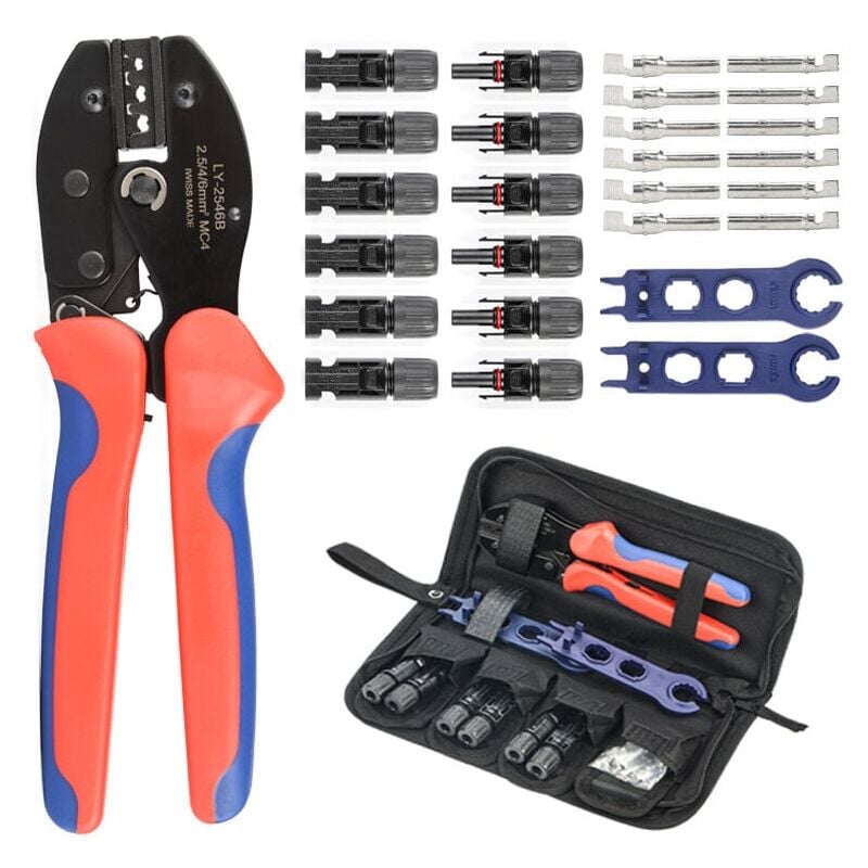 Mc4 Crimpzange Für Photovoltaik-solarstecker, Professionelles Handwerkzeug, 28-teiliges Set, Inklusive Klemmen Und Aderendhülsen.
