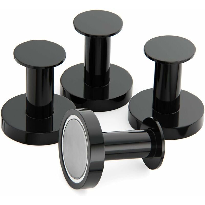 Leistungsstarke Magnetische Wandhaken Für Mäntel Und Taschen, 4er-set, Schwarz, Zur Befestigung An Tür Oder Kühlschrank, Ultrastarke Neodym-magnete, Magnetische Garderobe Für Eingangsbereich Und Flur