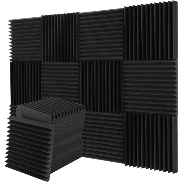 Set Mit 12 Akustischen Schallschutzplatten Aus Schaumstoff, 30 X 30 X 2,5 Cm, Schwarz, Für Studios
