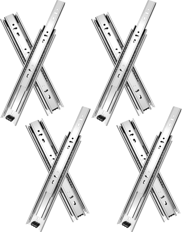 4 Paar 30 Cm Schubladenschienen (8 Stück), Seitenschienen, Vollauszug, Tragkraft 45 Kg, Silberfarben