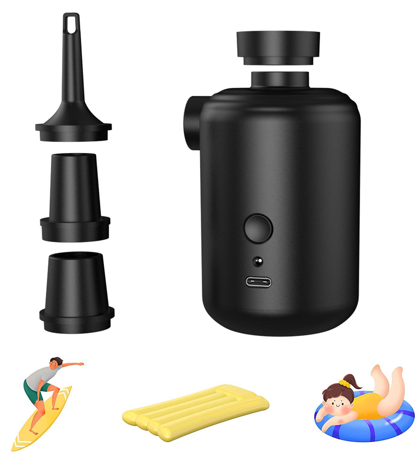 Wiederaufladbare Elektrische Luftpumpe Mit 3600 Mah, Matratzenaufblas-/entlüftungsfunktion Mit 4 Düsen, Kompakt Für Aufblasbare Matratzen, Camping, Wasserbetten, Boote Und Bojen.