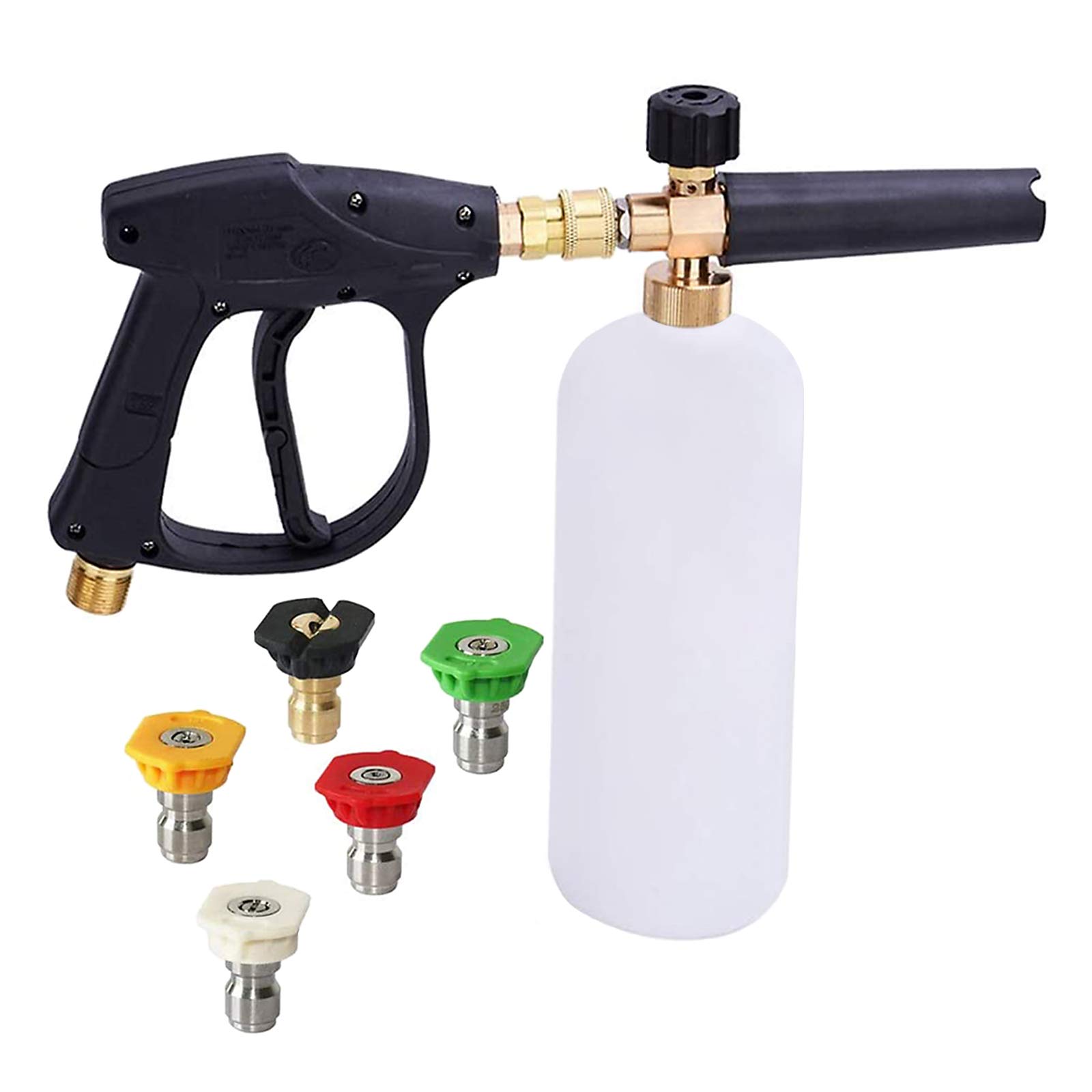 Schaumkanone Für Hochdruckreiniger, Schaumlanze Mit 5 Sprühdüsen, 1-liter-kanister, 1/4-zoll-schnellkupplung, Verstellbar, Autowaschzubehör.