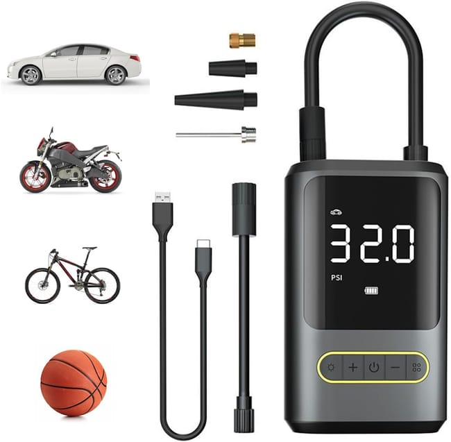 Elektrische Luftpumpe (150 Psi), Tragbarer Kompressor Für Motorrad-, Auto- Und Fahrradreifen, Auto-luftpumpe Mit Manometer