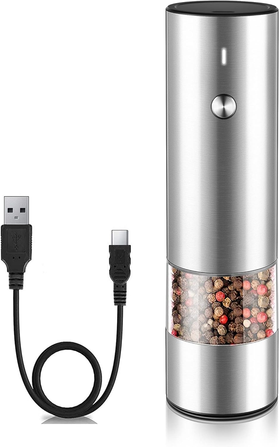 Elektrische Pfeffer- Oder Salzmühle – Usb-aufladbar – Modernes Und Robustes Design – Automatisches Mahlwerk Für Schwarzen Pfeffer Oder Meersalz, Mahlgrad Einstellbar – Eine Mühle Im Lieferumfang Entha