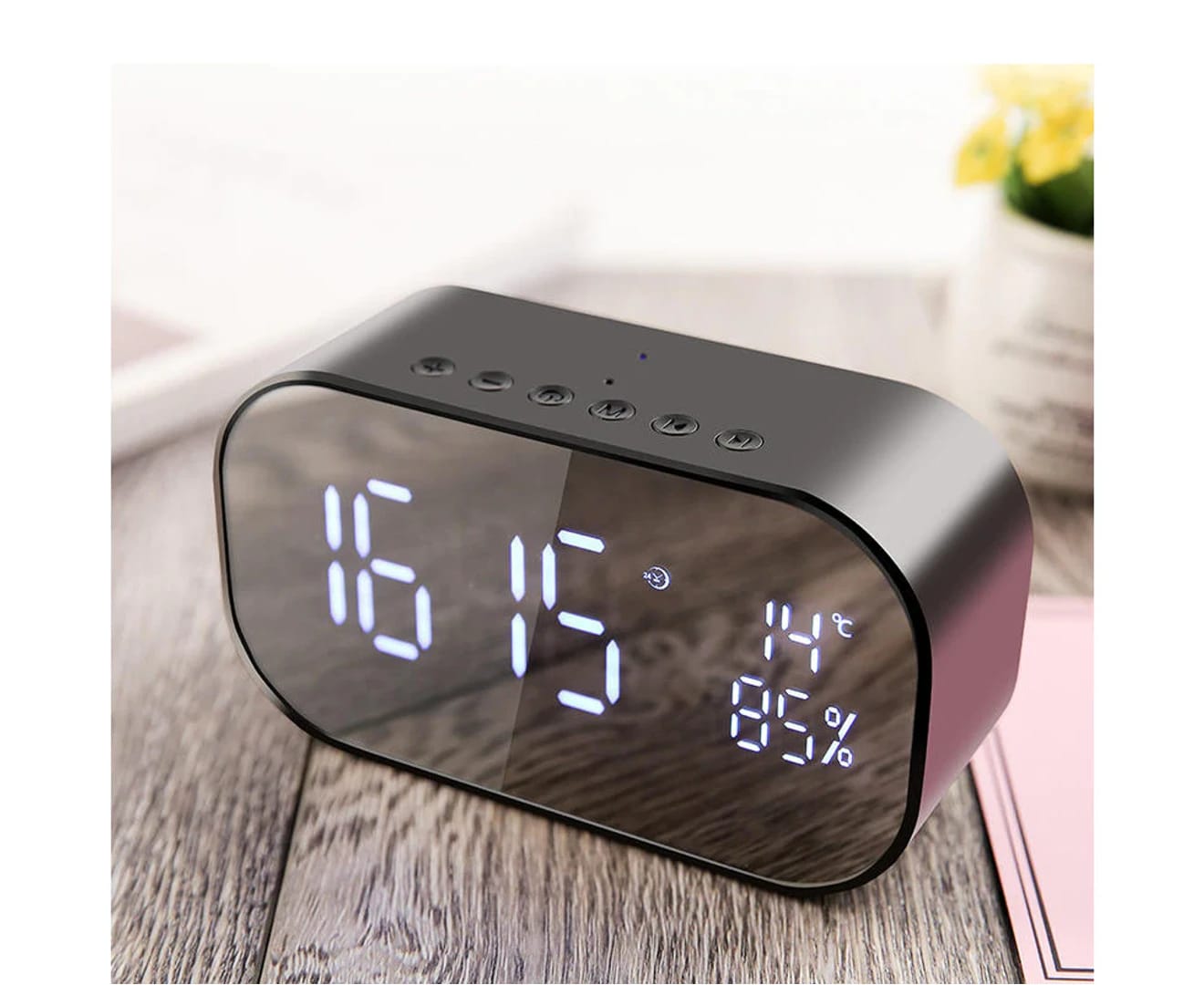S2 Kabelloser Bluetooth-lautsprecher Mit Zwei Lautsprechern, Fm-radio, Spiegelwecker Mit Led-anzeige, Subwoofer, 2 Stück