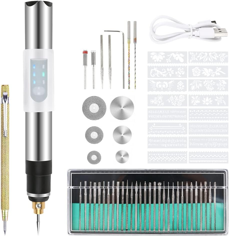 Kabelloser Elektrischer Usb-gravierstift, Multifunktionales Gravurset Für Metall, Glas, Holz, Stein, Schmuck Und Keramik, Tragbares Mini-rotationswerkzeug (a)