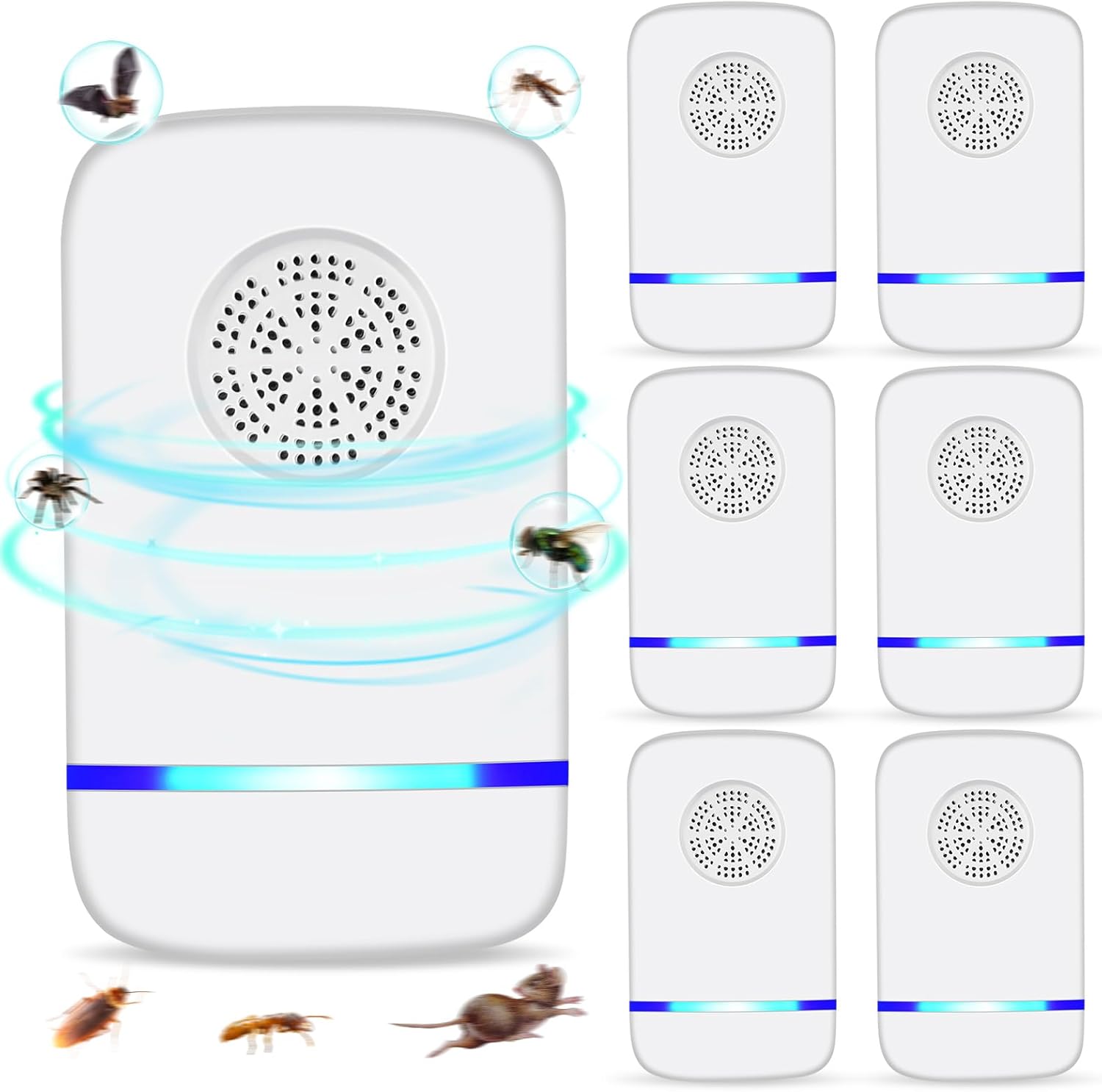 6-teiliges Silent Wave Ultraschall-schädlingsbekämpfungs-set Zum Einstecken – Insektenschutz Für Innenräume – Wirksam Gegen Mücken, Ratten, Spinnen, Ameisen Und Kakerlaken – Ideal Für Zuhause, Garage,
