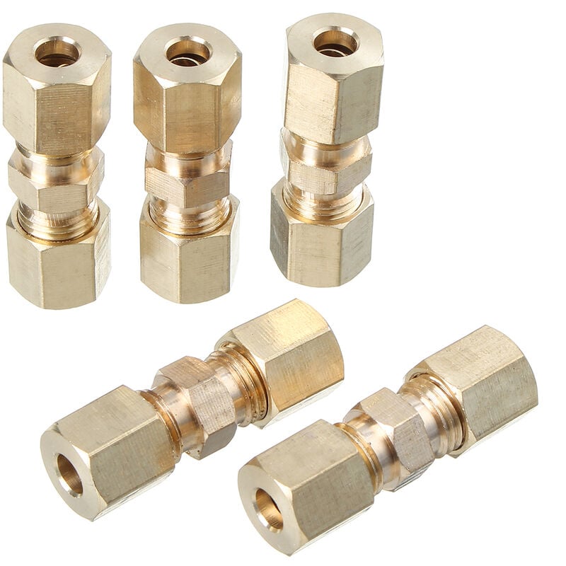 Messing-geradverschraubung, 3/16-zoll-hydraulikbremsschlauchanschluss, Aufschraubbare Kompressionsdichtung, 5-teiliges Set