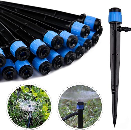 Blauer Bewässerungstropfer, 100 Stück, 360° Verstellbarer Mikrosprinkler Für 4-6 Mm Schläuche, Gartenbewässerung, Gewächshaus, Rasen, Tropfbewässerungssystem.
