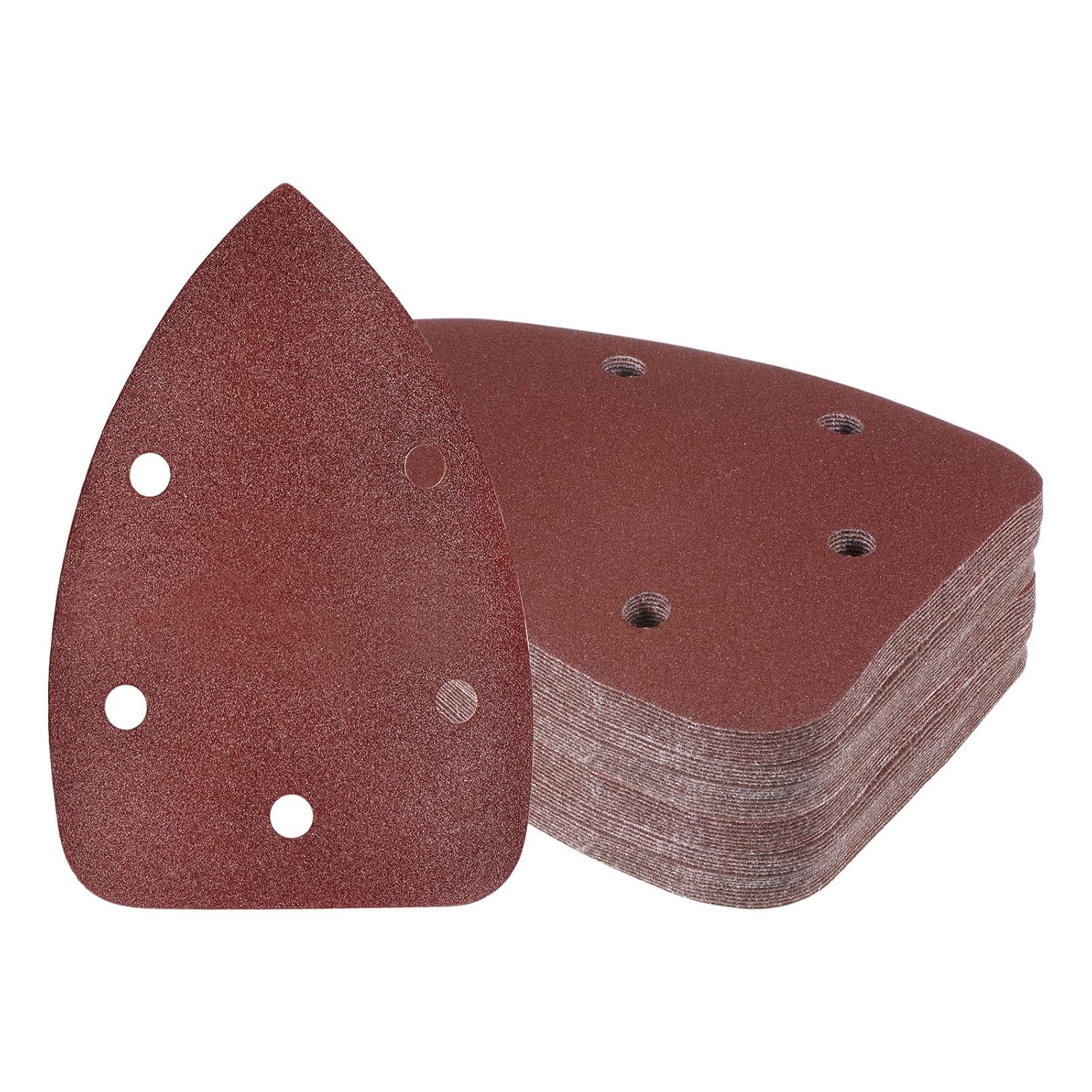 Packung Mit 50 Dreieckigen Schleifscheiben Für Detailschleifer – Körnung 150, 9 X 14 Cm, 5-loch-klettrücken, Aluminiumoxid Zum Schleifen Und Polieren Von Holz Und Möbeln