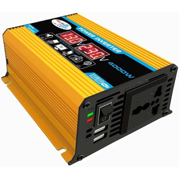 4000-w-sinus-wechselrichter, 12 V Auf 220 V/110 V, Kompakter Wechselrichter Mit Dual-display Und 4,2-a-usb-anschluss, Stromversorgung Für Camping Und Notfälle