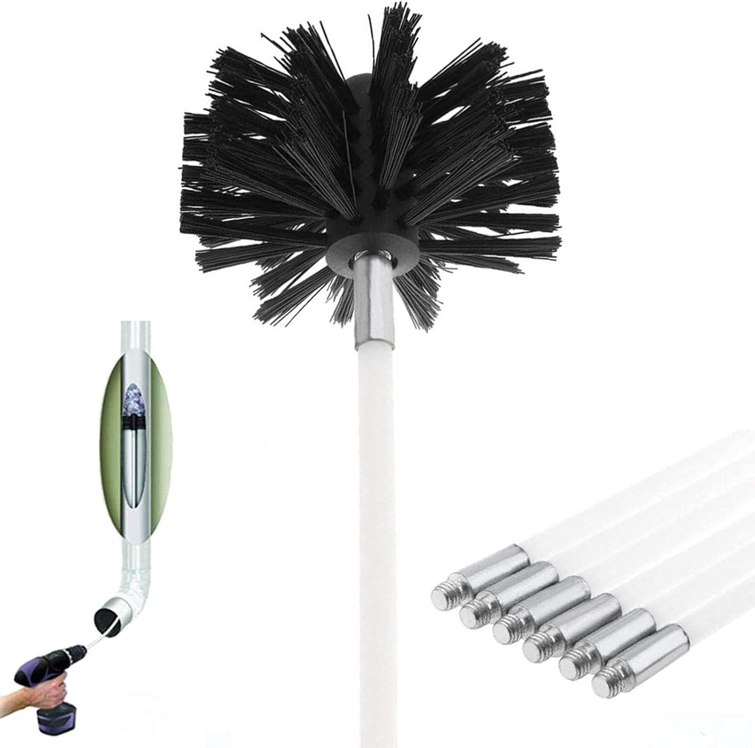 Schornsteinreinigungsset, 100 Mm Reinigungsbürste + Sechskantstange, 6 Flexible Stangen 41 Cm, Professionelles Werkzeug Für Rauchrohre.