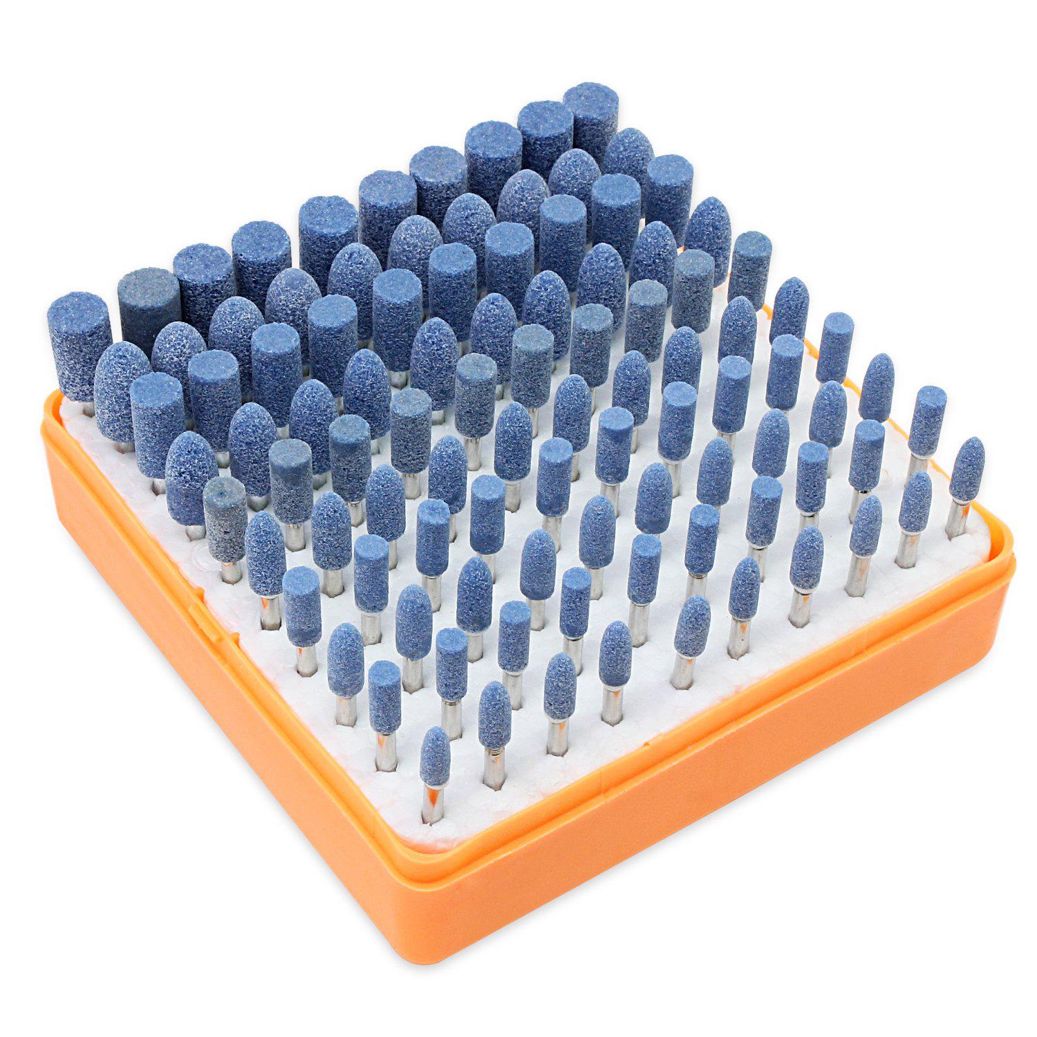 Set Mit 100 Schleifaufsätzen Inklusive Dorn, Multifunktionales Schleifzubehör Für Rotationswerkzeuge, Montierter Schleifstein Zum Schleifen Und Polieren