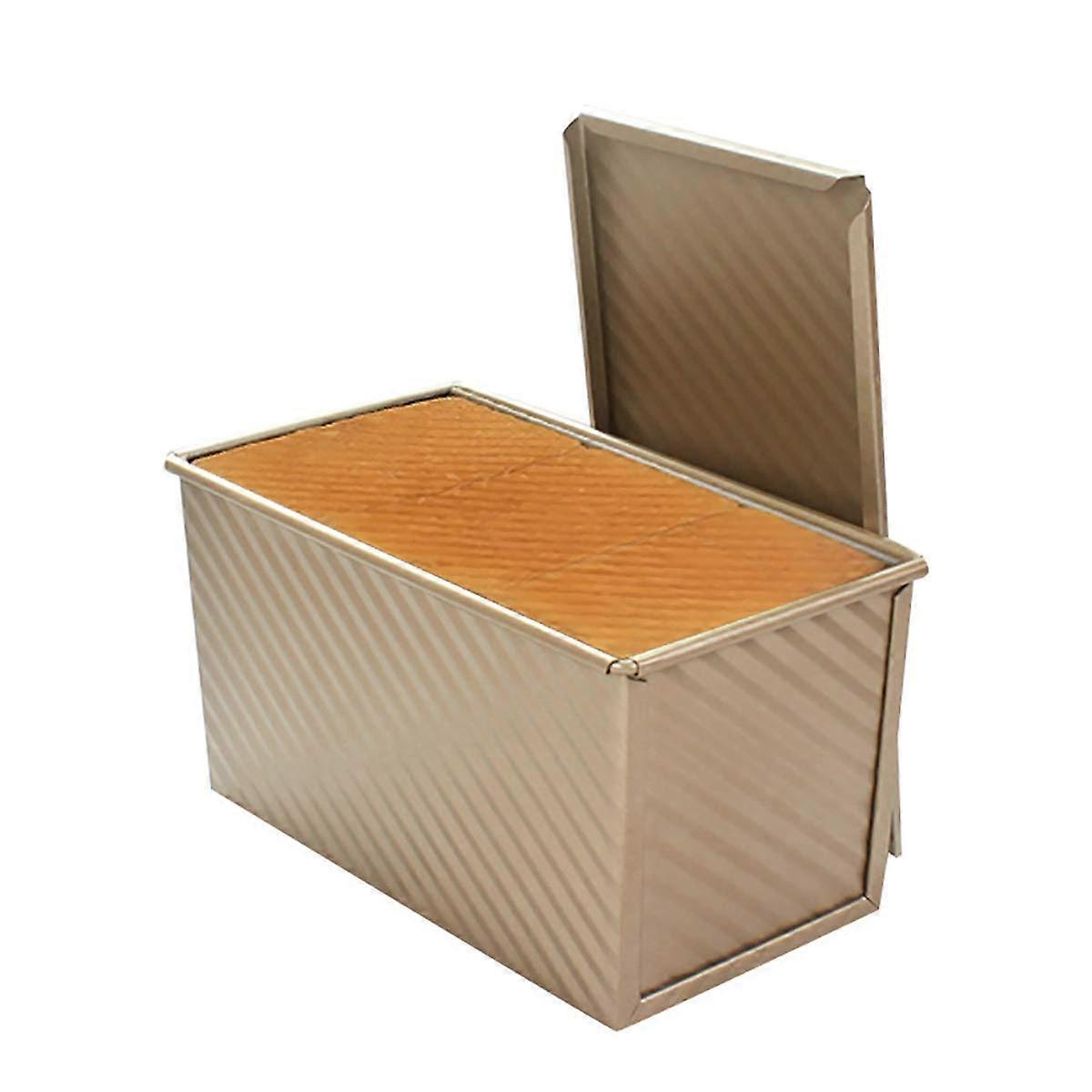 450-g-toastbrotform Mit Deckel, Goldfarbenes, Gewelltes Rechteck, Backform Für Brot Und Kuchen, Antihaftbeschichtet, Edelstahl, Ofenfest