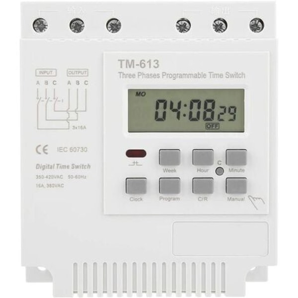 Minuterare Digital Tm-163, Programmierbares Zeitverzögerungsrelais 380 V 50–60 Hz 16 A, Dreiphasiger Wochentimer, Intelligenter Zeitschalter
