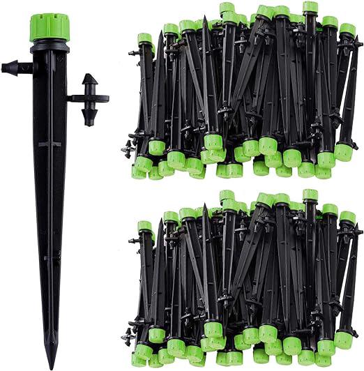100-teiliges Mikro-tropfbewässerungs-sprühset, 360°-sprinkler Mit 8 Löchern Für 4–7 Mm Schläuche, Gartenbewässerungssystem, Grün