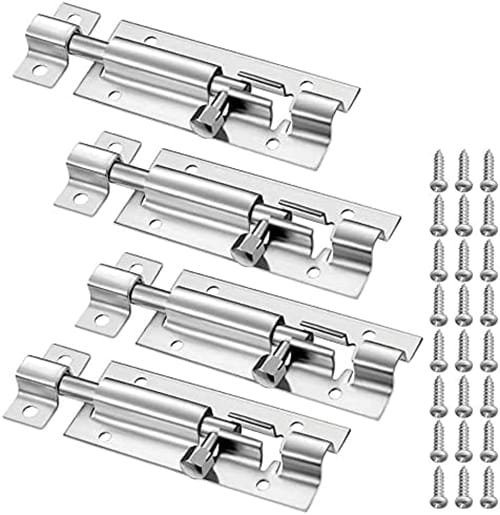Pcs Verrou,targette Porte,serrure À Pêne Non Déformable,coulissante Barrel Bolt,acier Inoxydable Avec Des Vis (2 Pouces)
